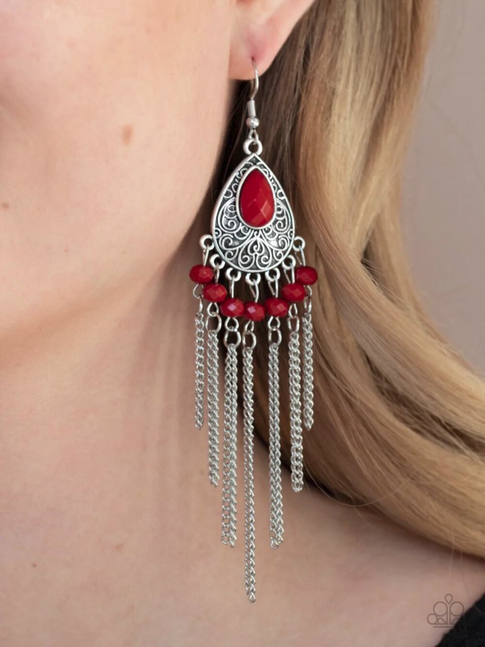 Paparazzi Jewelry Accessories - Floating On HEIR - Red Earrings - Vintage